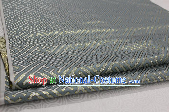 Chinese Traditional Ancient Costume Palace Pattern Grey Brocade Cheongsam Satin Mongolian Robe Fabric Hanfu Material