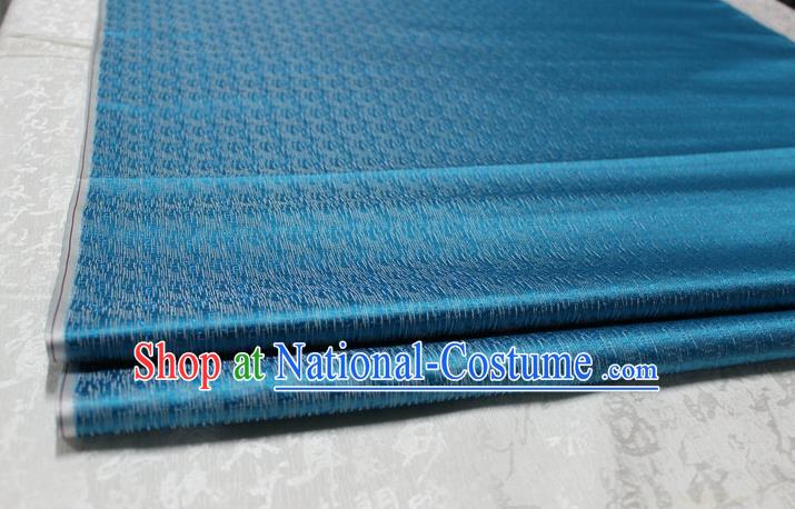 Chinese Traditional Ancient Costume Palace Pattern Blue Brocade Cheongsam Satin Mongolian Robe Fabric Hanfu Material