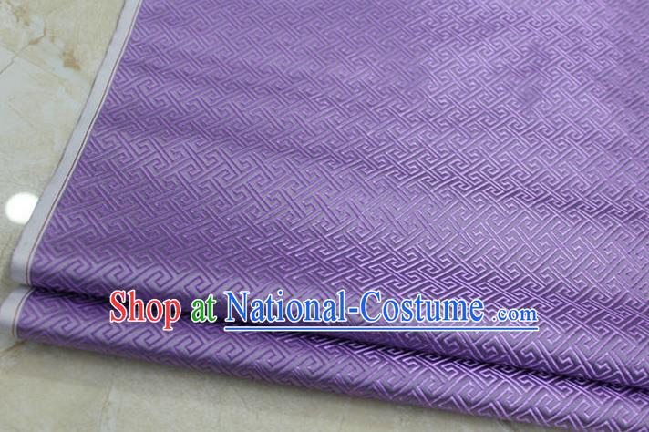 Chinese Traditional Ancient Costume Palace Back Pattern Lilac Brocade Cheongsam Satin Mongolian Robe Fabric Hanfu Material