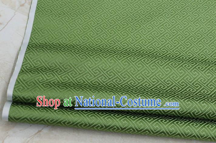 Chinese Traditional Ancient Costume Palace Back Pattern Green Brocade Cheongsam Satin Mongolian Robe Fabric Hanfu Material