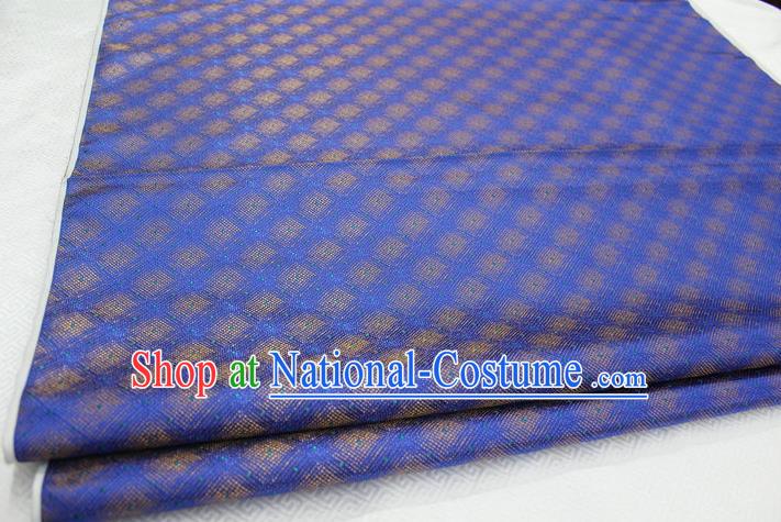 Chinese Traditional Ancient Costume Palace Pattern Blue Brocade Cheongsam Satin Mongolian Robe Fabric Hanfu Material