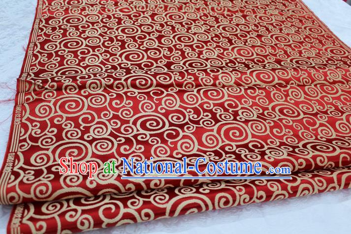 Chinese Traditional Ancient Costume Palace Clouds Pattern Purplish Red Brocade Cheongsam Satin Mongolian Robe Fabric Hanfu Material