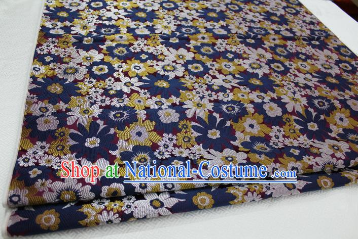 Chinese Traditional Ancient Costume Palace Pattern Cheongsam Mongolian Robe Kimono Navy Brocade Tang Suit Satin Fabric Hanfu Material