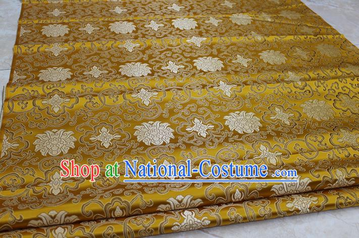 Chinese Traditional Ancient Costume Palace Pattern Mongolian Robe Golden Brocade Tang Suit Satin Cheongsam Fabric Hanfu Material