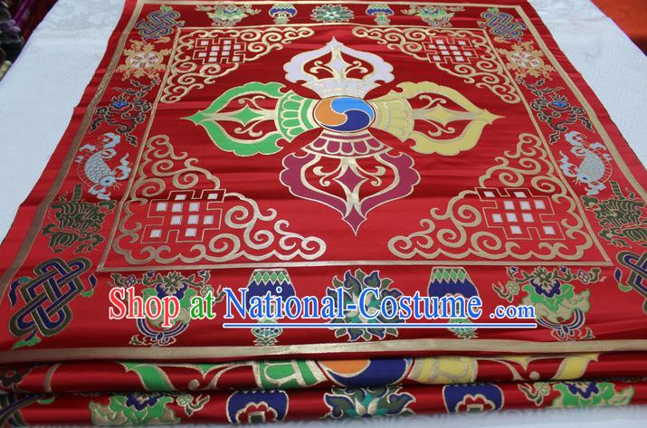 Chinese Traditional Ancient Costume Royal Palace Pattern Mongolian Robe Red Brocade Cheongsam Satin Fabric Hanfu Material