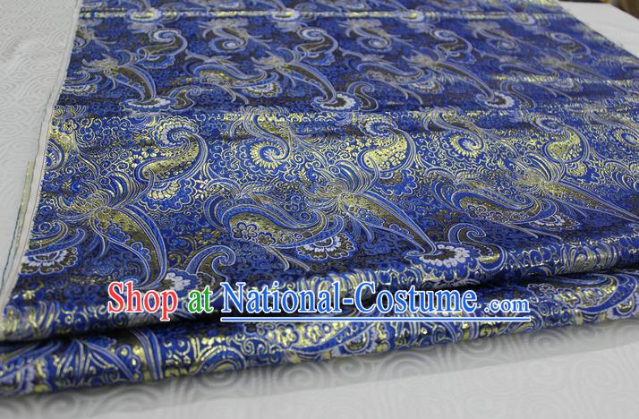 Chinese Traditional Ancient Costume Royal Palace Pattern Mongolian Robe Royalblue Brocade Cheongsam Satin Fabric Hanfu Material