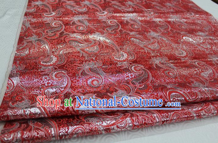 Chinese Traditional Ancient Costume Royal Palace Pattern Mongolian Robe Red Brocade Cheongsam Satin Fabric Hanfu Material