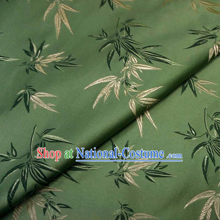 Chinese Traditional Clothing Palace Bamboo Pattern Tang Suit Green Brocade Ancient Costume Cheongsam Satin Fabric Hanfu Material