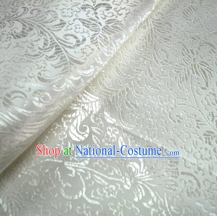 Chinese Traditional Royal Court Pattern White Brocade Xiuhe Suit Fabric Ancient Costume Tang Suit Cheongsam Hanfu Material