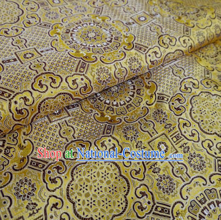 Chinese Traditional Royal Court Pattern Yellow Brocade Xiuhe Suit Fabric Ancient Costume Tang Suit Cheongsam Hanfu Material