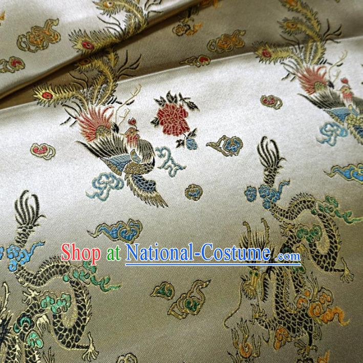 Chinese Traditional Royal Court Dragon Phoenix Pattern Yellow Brocade Xiuhe Suit Fabric Ancient Costume Tang Suit Cheongsam Hanfu Material