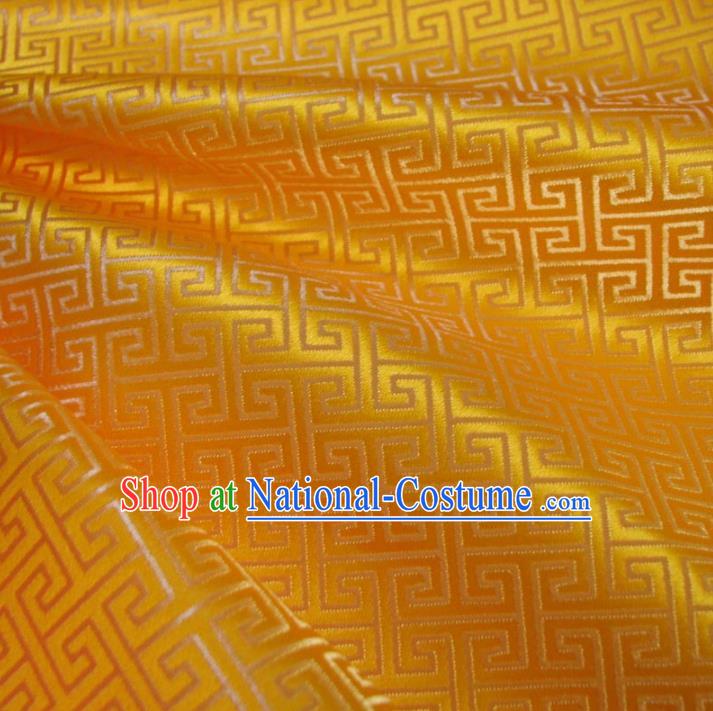 Chinese Traditional Royal Palace Pattern Design Yellow Brocade Xiuhe Suit Fabric Ancient Costume Tang Suit Cheongsam Hanfu Material