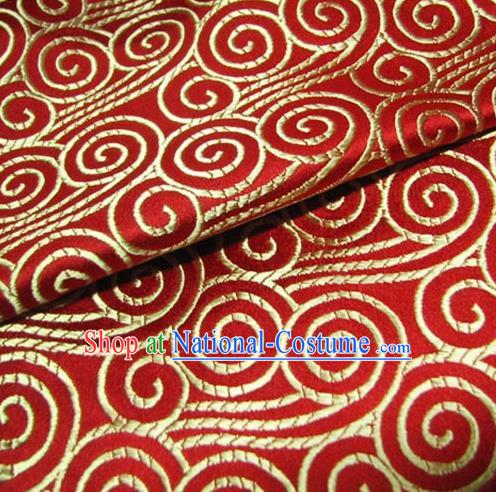 Chinese Traditional Palace Auspicious Cloud Pattern Design Hanfu Red Brocade Mongolian Robe Fabric Ancient Costume Tang Suit Cheongsam Material