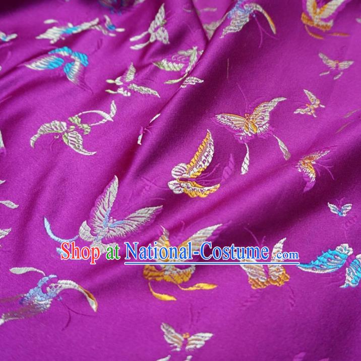 Chinese Traditional Palace Butterfly Pattern Hanfu Rosy Brocade Fabric Ancient Costume Tang Suit Cheongsam Material