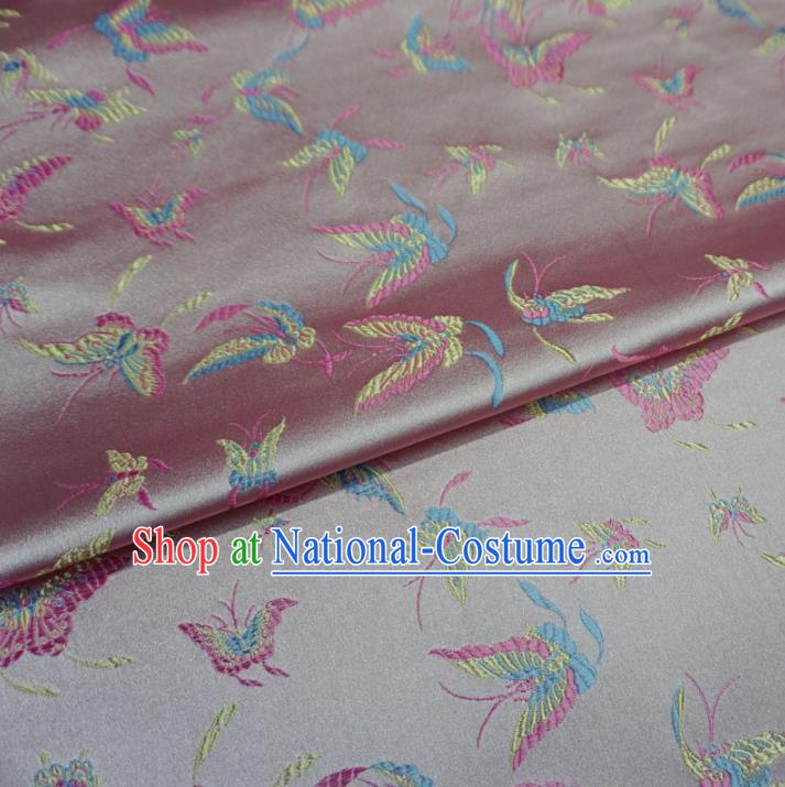 Chinese Traditional Palace Butterfly Pattern Hanfu Pink Brocade Fabric Ancient Costume Tang Suit Cheongsam Material