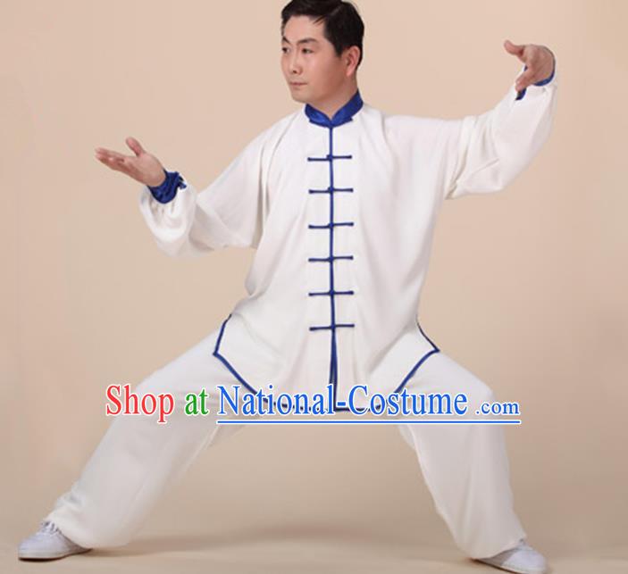 Chinese Kung Fu Blue Plated Buttons Costume, Traditional Martial Arts Kung Fu Tai Ji Uniform for Women for Men