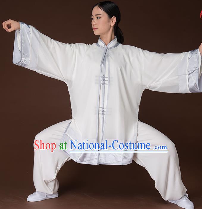 Traditional Chinese Kung Fu Costume Complete Set, China Martial Arts Grey Uniform Tai Ji Tang Suit Clothing for Women