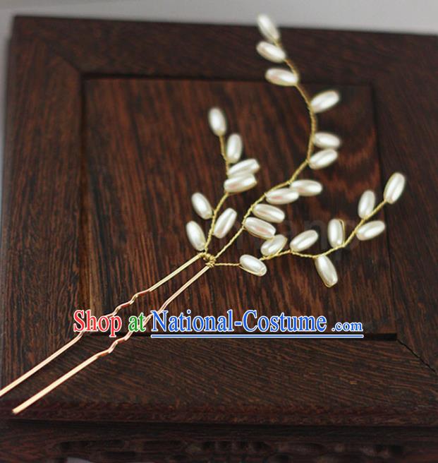 Chinese Traditional Bride Hair Jewelry Accessories Wedding Pearls Hairpins for Women