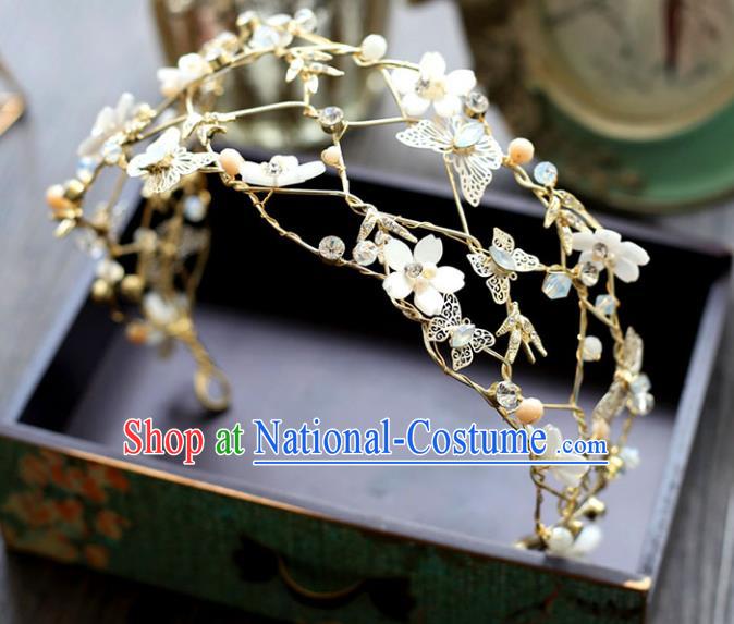 Chinese Traditional Wedding Hair Accessories Baroque Princess Hair Clasp Bride Palace Butterfly Opal Royal Crown for Women