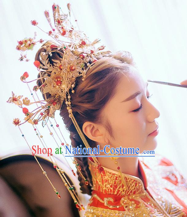 Chinese Hair Jewelry Accessories Xiuhe Suit Hairpins Headwear Headdress Hair Crown for Women