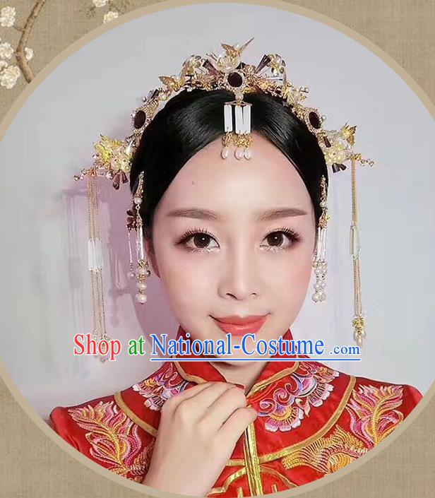 Chinese Hair Jewelry Accessories Xiuhe Suit Hairpins Headwear Headdress Hair Crown for Women