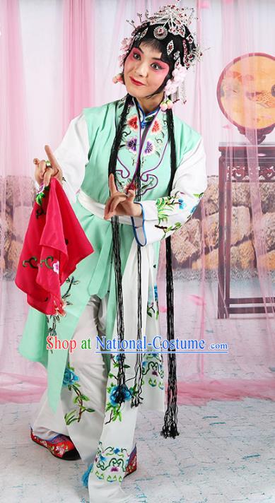 Chinese Beijing Opera Actress Young Lady Embroidered Costume, China Peking Opera Servant Girl Embroidery Clothing