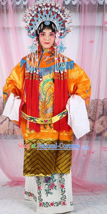 Chinese Beijing Opera Actress Palace Lady Costume Embroidered Robe, China Peking Opera Imperial Concubine Clothing and Phoenix Coronet