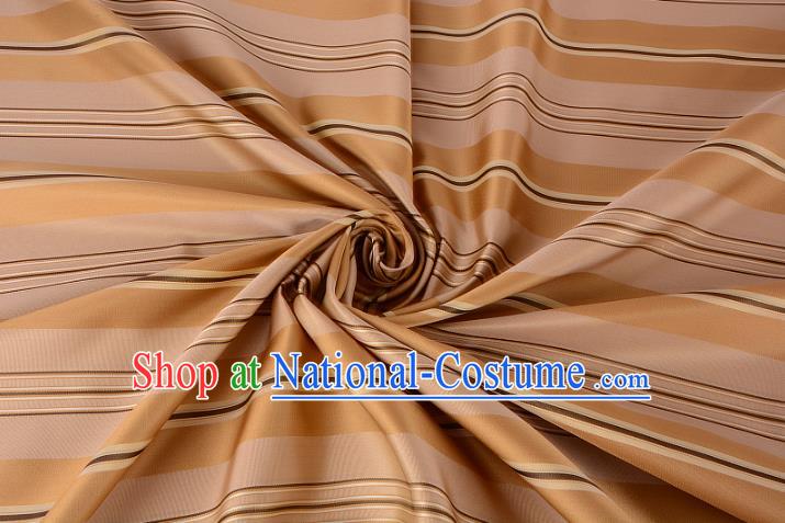 Chinese Traditional Costume Royal Palace Stripe Pattern Golden Silk Brocade Fabric, Chinese Ancient Clothing Drapery Hanfu Cheongsam Material