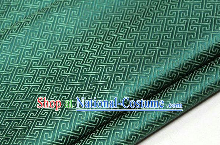 Chinese Traditional Royal Palace Back Pattern Mongolian Robe Deep Green Satin Brocade Fabric, Chinese Ancient Costume Drapery Hanfu Tang Suit Material