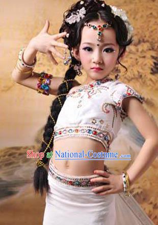 Traditional Children Belly Dance Costume, Chinese Little Belly Dance Elegant Dress, Cosplay Chinese Princess Hanfu Clothing for Kids