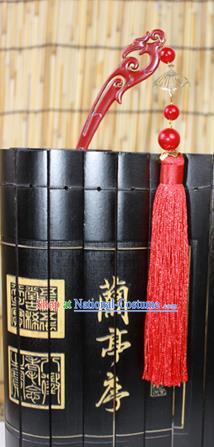 Traditional Handmade Chinese Ancient Classical Hair Accessories Barrettes Hairpin, Hair Sticks Hair Jewellery, Red Tassel Hairpins for Women