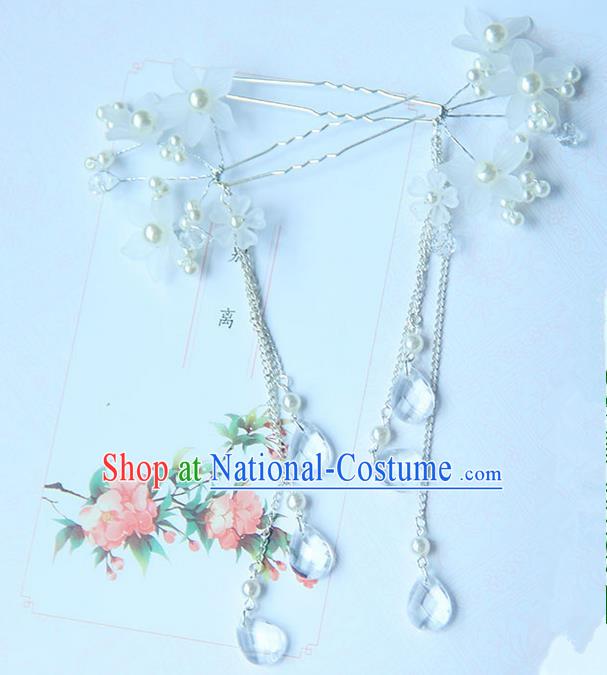 Traditional Handmade Chinese Ancient Princess Classical Accessories Jewellery Pearl Flowers Hair Sticks Hair Claws, Hair Fascinators Hairpins for Women