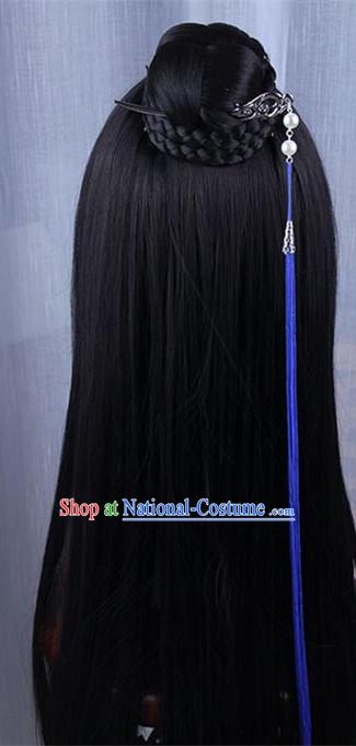 Chinese Ancient Swordsman Long Wig Set