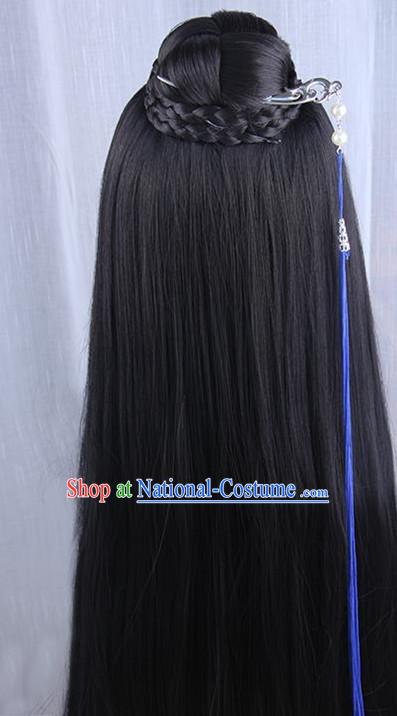 Chinese Ancient Swordsman Long Wig Set