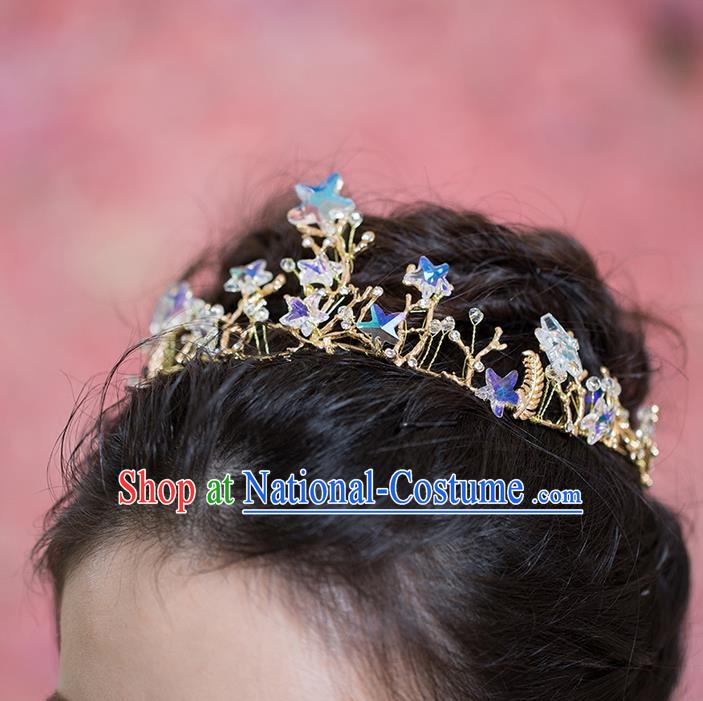 Handmade Chinese Classical Hair Accessories Wedding Hair Sticks Hair Jewellery, Bride Royal Crown Star Hair Clasp for Women