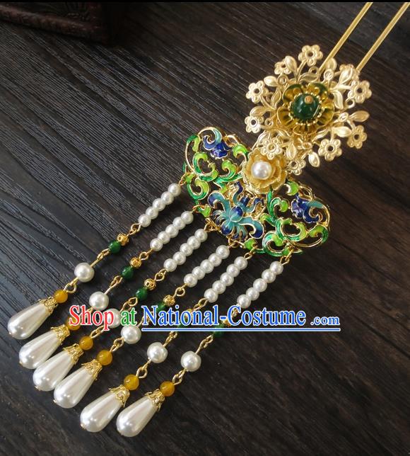 Traditional Handmade Chinese Ancient Classical Hair Accessories Barrettes Hairpin, Blueing Lotus Hair Sticks Hair Jewellery, Hair Fascinators Hairpins for Women