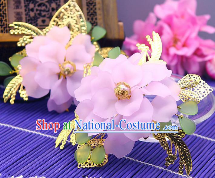 Traditional Handmade Chinese Ancient Classical Hair Accessories Barrettes Hairpin, Bride Wedding Silk Flower Hair Sticks, Hair Fascinators Hairpins for Women