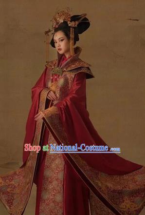 Traditional Ancient Chinese Imperial Emperess Costume Complete Set, Chinese Tang Dynasty Emperess Wedding Dress, Cosplay Chinese Imperial Princess Embroidered Clothing for Women