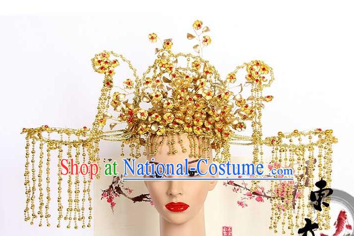 Chinese Wedding Jewelry Accessories, Traditional Xiuhe Suits Wedding Bride Flowers Headwear, Wedding Phoenix Crown, Ancient Chinese Phoenix Coronet for Women