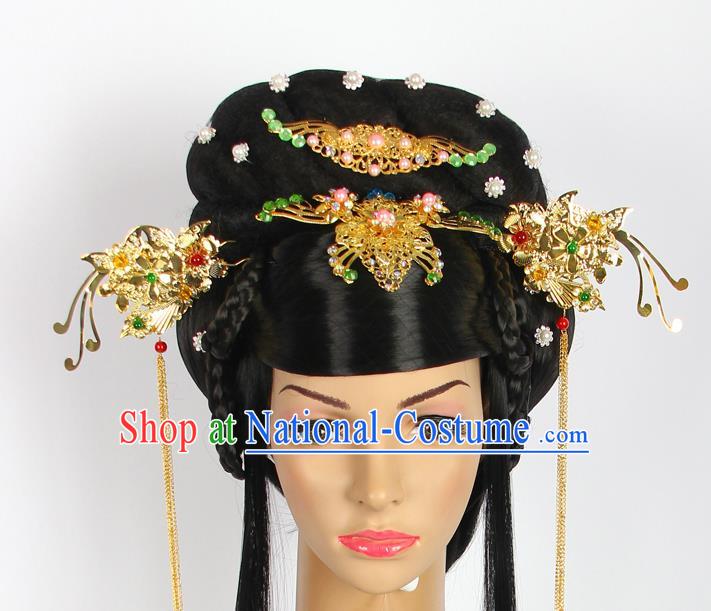 Chinese Wedding Jewelry Accessories, Traditional Xiuhe Suits Wedding Bride Flowers Headwear, Wedding Phoenix Crown, Ancient Chinese Phoenix Coronet Complete Set for Women