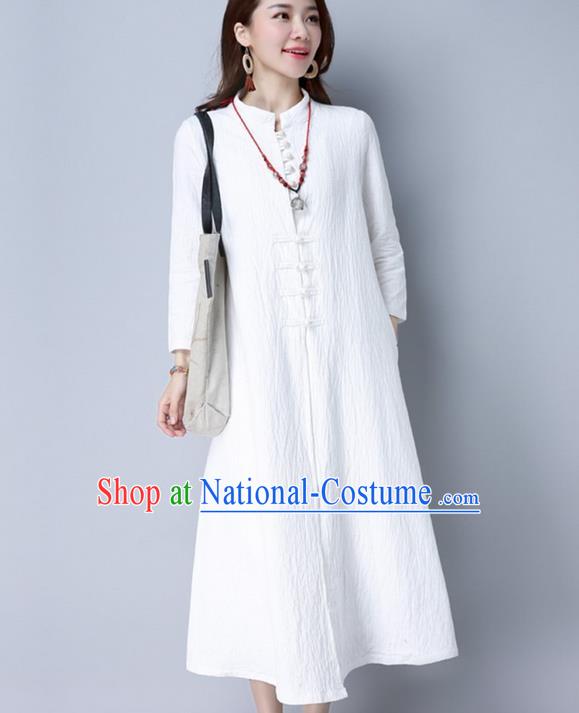 Traditional Ancient Chinese National Costume, Elegant Hanfu Two Piece Dress, China National Minority Tang Suit Cheongsam Upper Outer Garment White Dress Clothing for Women