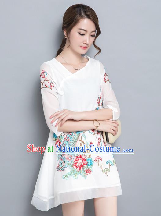 Traditional Ancient Chinese Young Women Cheongsam Dress Republic of China Tangsuit Stand Collar Blouse Dress Tang Suit Clothing for Women