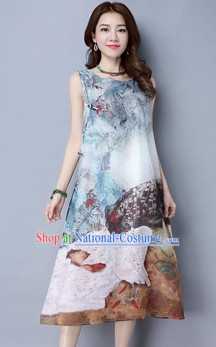 Traditional Ancient Chinese National Costume, Elegant Hanfu Qipao Painting Dress, China Tang Suit Cheongsam Upper Outer Garment Elegant Dress Clothing for Women