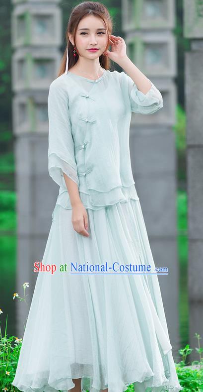 Traditional Ancient Chinese National Pleated Skirt Costume, Elegant Hanfu Chiffon Long Dress, China Tang Dynasty Bust Skirt for Women