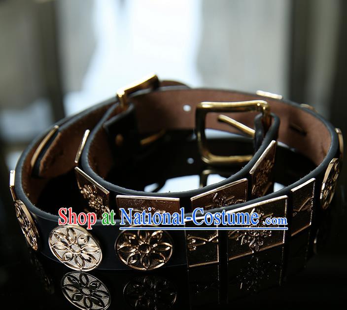 Traditional Handmade Chinese Ancient Classical Belts, China Ming Dynasty Leather Belt for Men