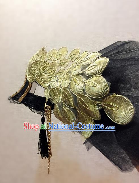 Top Grade Halloween Peacock Feather Golden Mask for Girls Kids