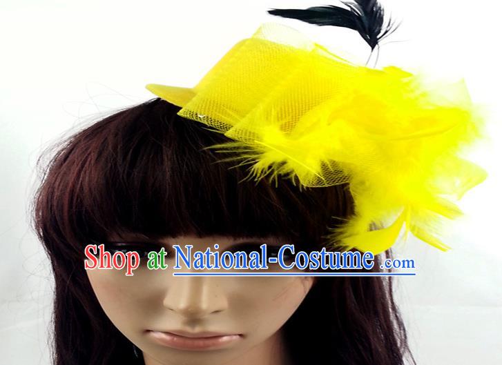 Top Grade Handmade Classical Hair Accessories Bobby Pin, Children Yellow Feathers Hairpins Hair Clasp for Kids Girls