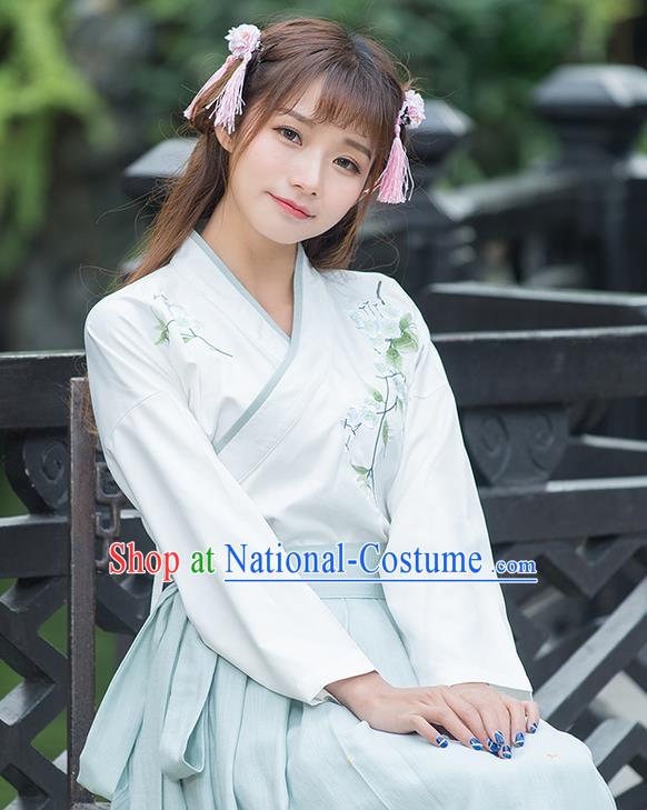 Traditional Ancient Chinese Costume, Elegant Hanfu Clothing Embroidered Slant Opening Blouse, China Tang Dynasty Princess Elegant Blouse for Women