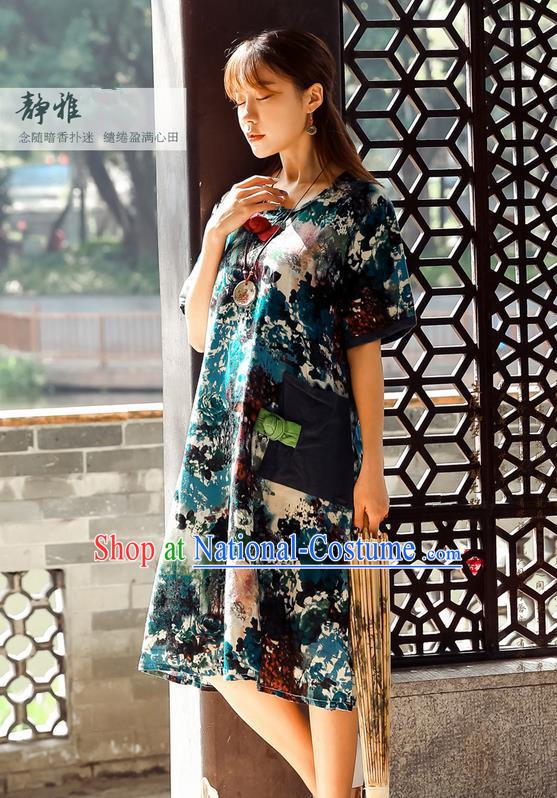 Traditional Ancient Chinese Young Women Cheongsam Dress Republic of China Tangsuit Stand Collar Blouse Dress Tang Suit Clothing for Women