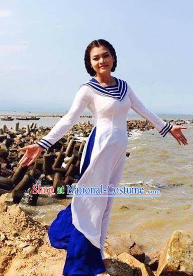 Traditional Top Grade Asian Vietnamese Costumes Classical Cheongsam, Vietnam National Vietnamese Young Lady Ao Dai Dress